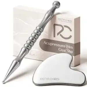 Gua Sha Edelstahl und Akupunkturstift für manuelle Reflexzonenmassage