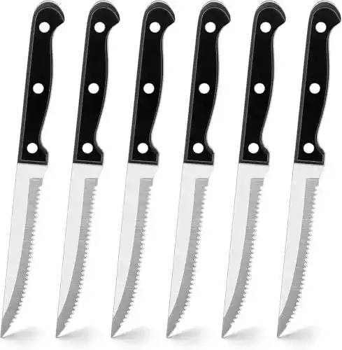 Joyfair Steakmesser Set mit 6 gezackten Edelstahlmessern