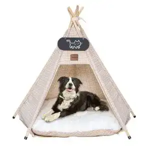 Hundezelt Mooipet Tipi Zelt für Haustiere mit Kissen, 50x50x60 cm