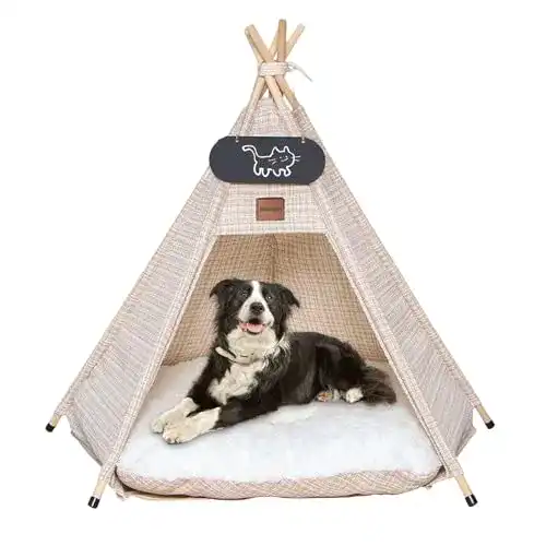 Hundezelt Mooipet Tipi Zelt für Haustiere mit Kissen, 50x50x60 cm
