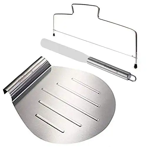 Tortenschneider Set mit Kuchenheber und Streichpalette aus Edelstahl