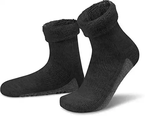 Alpaka Wollsocken normani mit rutschfester Sohle in Anthrazit
