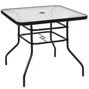 Gartentisch aus Metall, quadratisch 80x80x71 cm mit Schirmloch