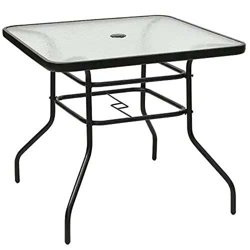 Gartentisch aus Metall, quadratisch 80x80x71 cm mit Schirmloch