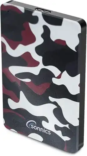 Externe Festplatte 500 GB Sonnics in Rot Camo USB 3.0