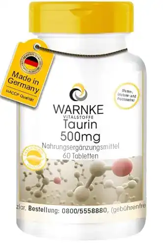Taurin 500mg von Warnke Vitalstoffe, 60 Tabletten, hochdosiert