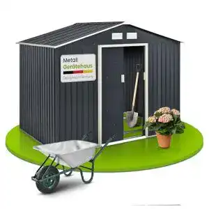 Geräteschuppen Juskys Metall Gerätehaus XL 9m³ mit Satteldach