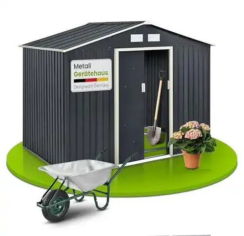 Geräteschuppen Juskys Metall Gerätehaus XL 9m³ mit Satteldach