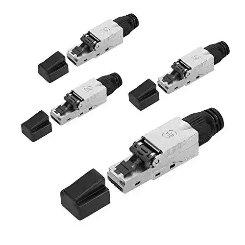 Kwmobile 4 Stück CAT 6A RJ45 Netzwerkstecker geschirmt
