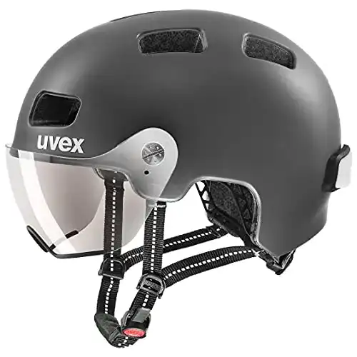 Uvex Fahrradhelm Rush Visor – City-Helm mit Visier und LED-Licht