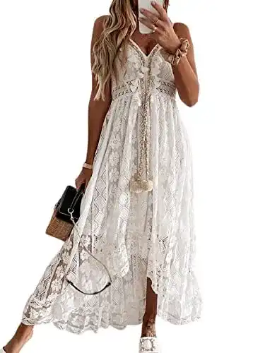 Boho-Kleid Cupshe Damen Sommerkleid mit V-Ausschnitt und floralem Design