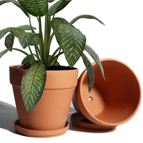 Tontöpfe Vensovo 20 cm mit Untersetzer – 2 Stück für Pflanzen