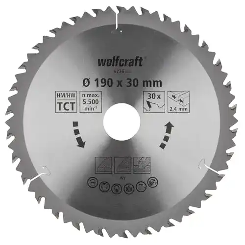Sägeblatt 190×30 mm von Wolfcraft 6736000 für Handkreissägen