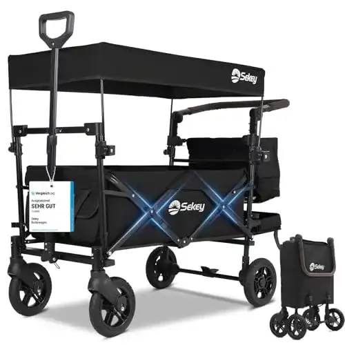 Bollerwagen mit Dach für 2 Kinder – faltbar und bis 150 kg belastbar