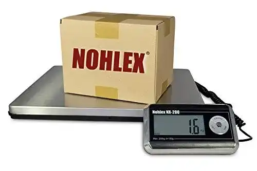 Paketwaage Nohlex bis 200 kg mit 100 g Genauigkeit und Edelstahlplatte