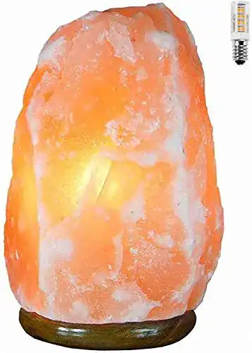 Salzlampe Hansel Home Himalaya 2-4 kg mit Holzsockel und LED