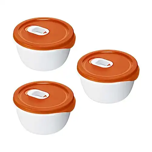 Rotho Micro Clever Mikrowellen-Schüssel 3er-Set mit Deckel und Ventil