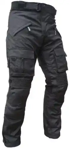 Motorradhose für Herren von Heyberry in Schwarz mit Oberschenkeltaschen, Größe XL