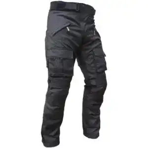 Motorradhose für Herren von Heyberry in Schwarz mit Oberschenkeltaschen, Größe XL