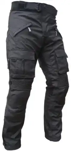 Motorradhose für Herren von Heyberry in Schwarz mit Oberschenkeltaschen, Größe XL