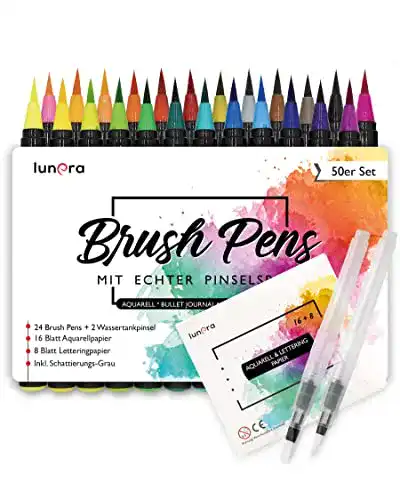 Pinselstifte lunera Brush Pen Set, 50er Set mit Aquarellfarben