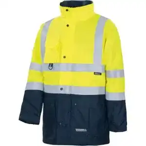 Vizwell Parka 5 in 1 Warnjacke in Leuchtgelb/Marine (S) für Warnschutz