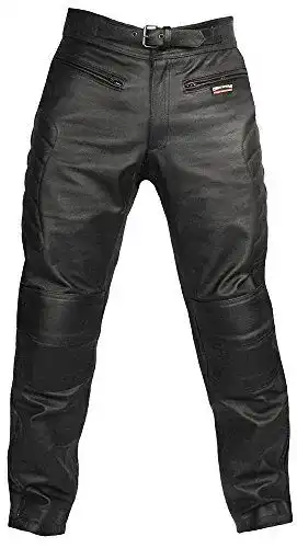 Motorradhose für Herren aus echtem Leder mit CE-Protektoren