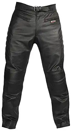Motorradhose für Herren aus echtem Leder mit CE-Protektoren