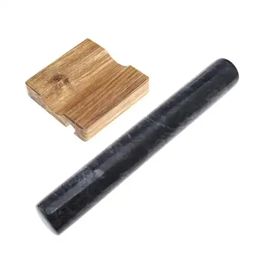 Teigroller aus Marmor mit Holzhalter – 30 cm Nudelholz für Backen