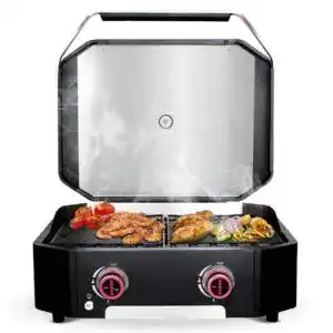 Cozze Plancha Gasgrill 600 mit Deckel und 2 Brennern