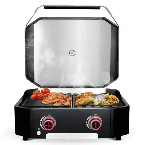 Cozze Plancha Gasgrill 600 mit Deckel und 2 Brennern