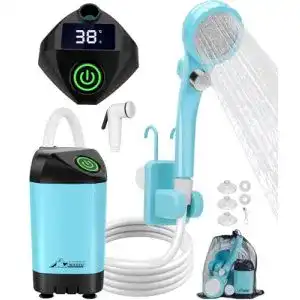 Tragbare Campingdusche Wadeo mit Akku und Pumpe für Outdoor-Nutzung