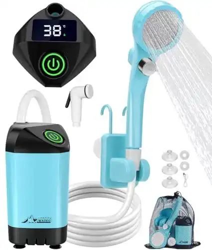 Tragbare Campingdusche Wadeo mit Akku und Pumpe für Outdoor-Nutzung