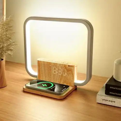 Wecker mit Ladestation und Nachttischlampe mit Ladefunktion