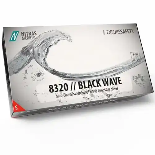 Einmalhandschuhe schwarz NITRAS 8320 BLACK WAVE unsteril
