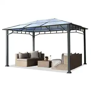 Gartenpavillon Toolport 3×4 m mit Aluminiumgestänge und Polycarbonat-Dach