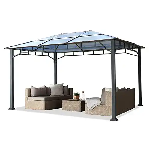 Gartenpavillon Toolport 3×4 m mit Aluminiumgestänge und Polycarbonat-Dach
