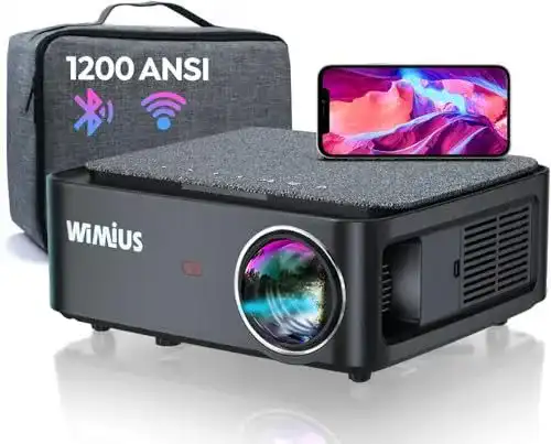 WiMiUS Beamer mit Full HD 1080P, 20000 Lumen, 5G WiFi und Bluetooth