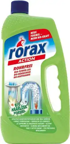 Bio-Abflussreiniger Rorax Action Rohrfrei Bio Power-Gel 6x 1 Liter