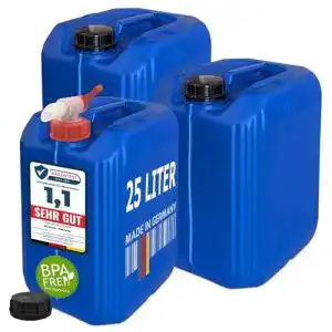 Wasserkanister mit Hahn Plasteo 3x 25 Liter für Getränke