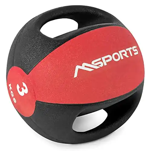 Medizinball MSPORTS Premium mit Griffen 1-10 kg für Training