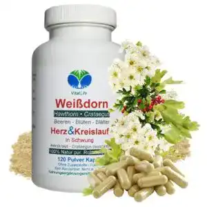 Weißdorn-Kapseln Vitallife für Herz-Kreislauf-Funktionen, 120 Kapseln