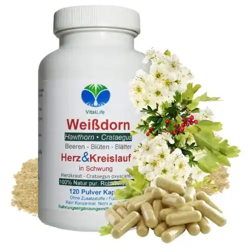 Weißdorn-Kapseln Vitallife für Herz-Kreislauf-Funktionen, 120 Kapseln