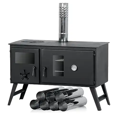 Zeltofen CampFeuer 28,5 x 58,5 x 260 cm mit 2 Kammern in Schwarz