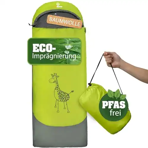 Kinderschlafsack Dream Express Grün aus Baumwolle für Outdoor-Aktivitäten