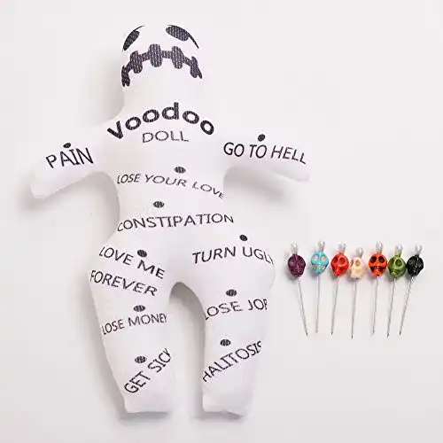 Voodoo-Puppe Blessume mit 7 farbigen Schädelstiften