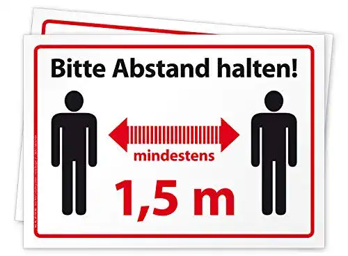 Abstand halten Aufkleber – 2 selbstklebende Warnhinweise