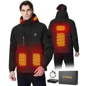 Beheizbare Jacke für Herren von Brimekey mit 7.4V Akku und 6 Heizzonen