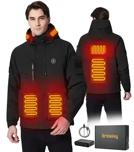 Beheizbare Jacke für Herren von Brimekey mit 7.4V Akku und 6 Heizzonen