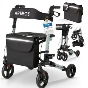 Arebos Leichtgewicht Rollator Aluminium für Reisen und Alltag